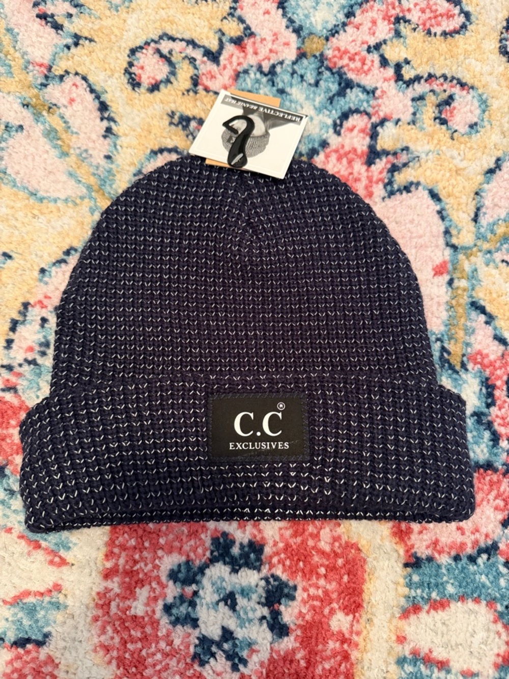 C.C Navy Knit Beanie with White Fleck